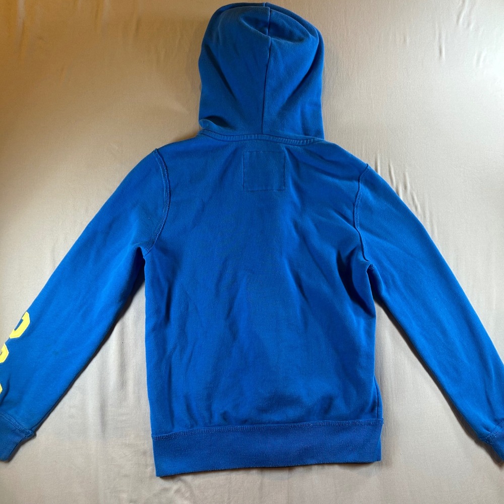 Abercrombie Kids Blue Full Zip Hoodie Moose Logo A&F Sleeve Graphic Size 7/8 - Picture 8 of 9